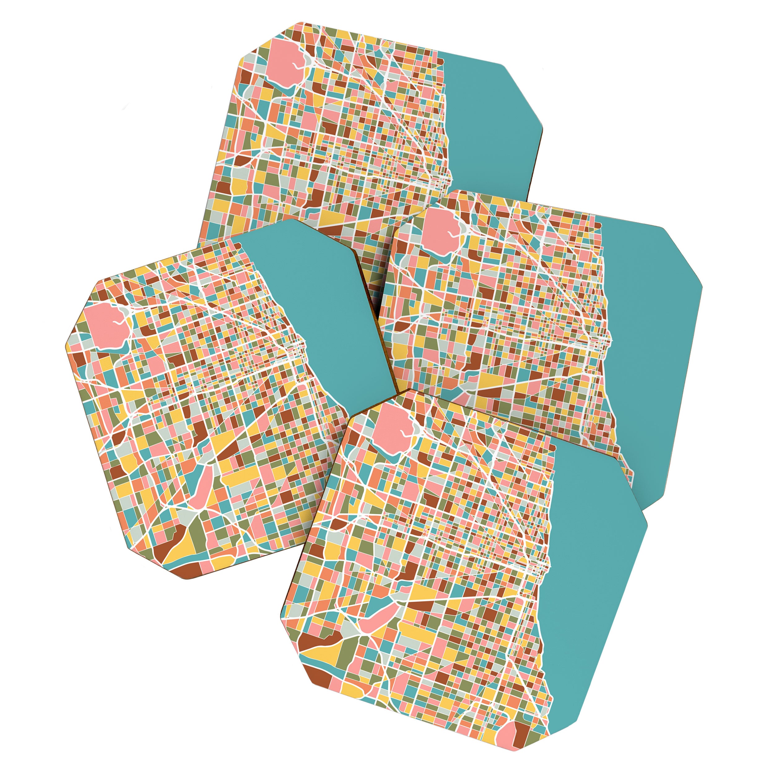 Chicago Map Art Coaster Gallery Image 1