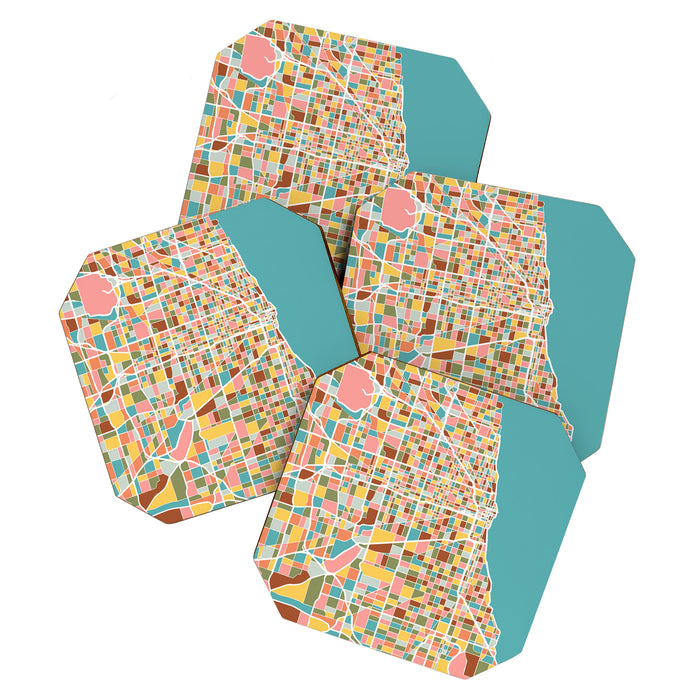 Chicago Map Art Coaster Gallery Image 1