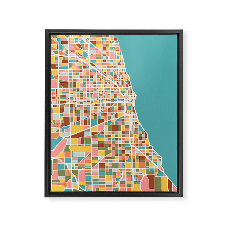 Chicago Map Art Framed Canvas Print Gallery Image 8