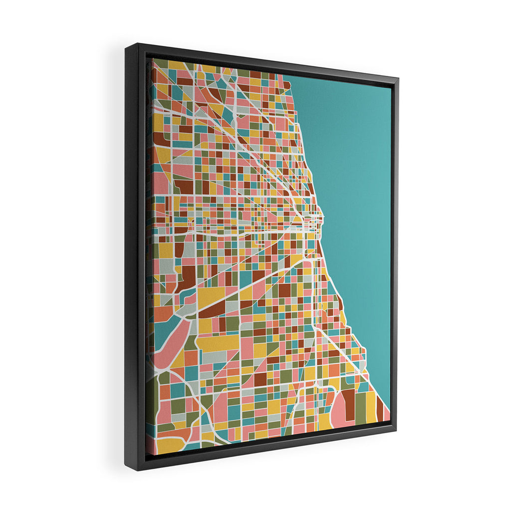 Chicago Map Art Framed Canvas Print Gallery Image 2