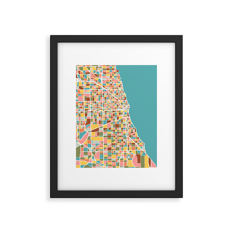 Chicago Map Art Framed Art Print Gallery Image 6