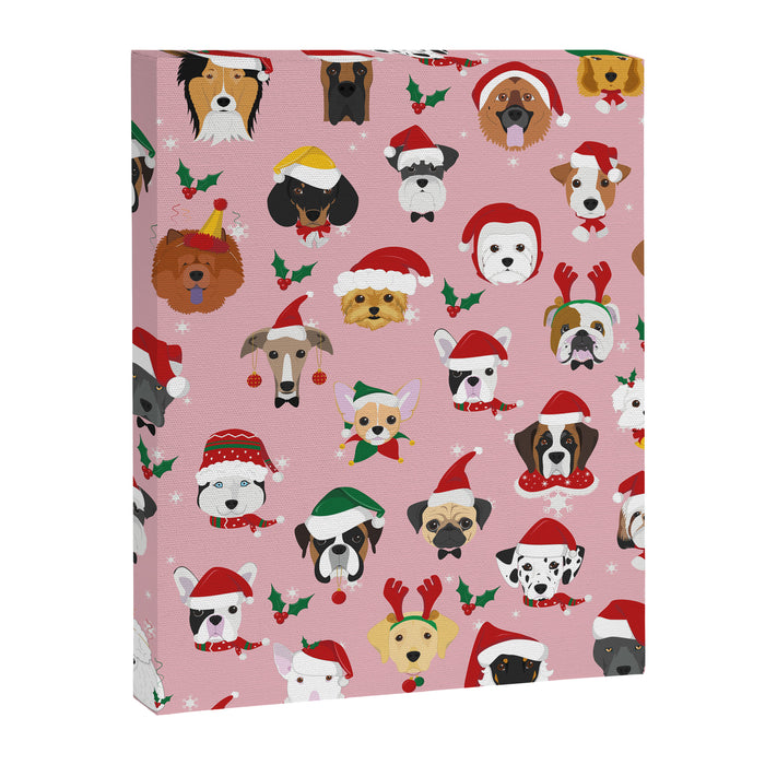 Christmas Dog Pattern Illustration Canvas Print Gallery Image 1