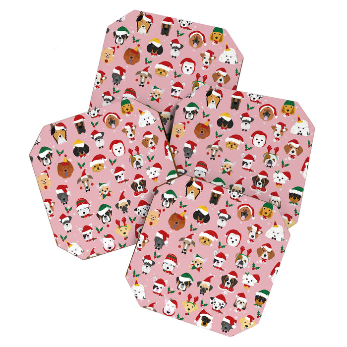 Christmas Dog Pattern Illustration Coaster Gallery Image 1