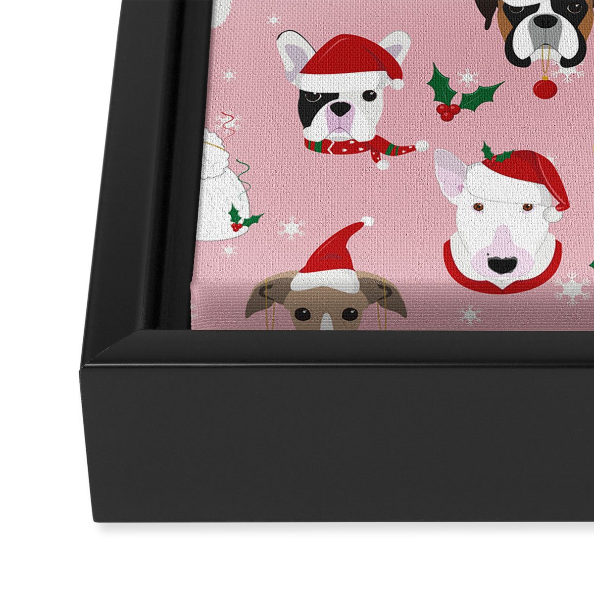 Christmas Dog Pattern Illustration Framed Canvas Print Gallery Image 3