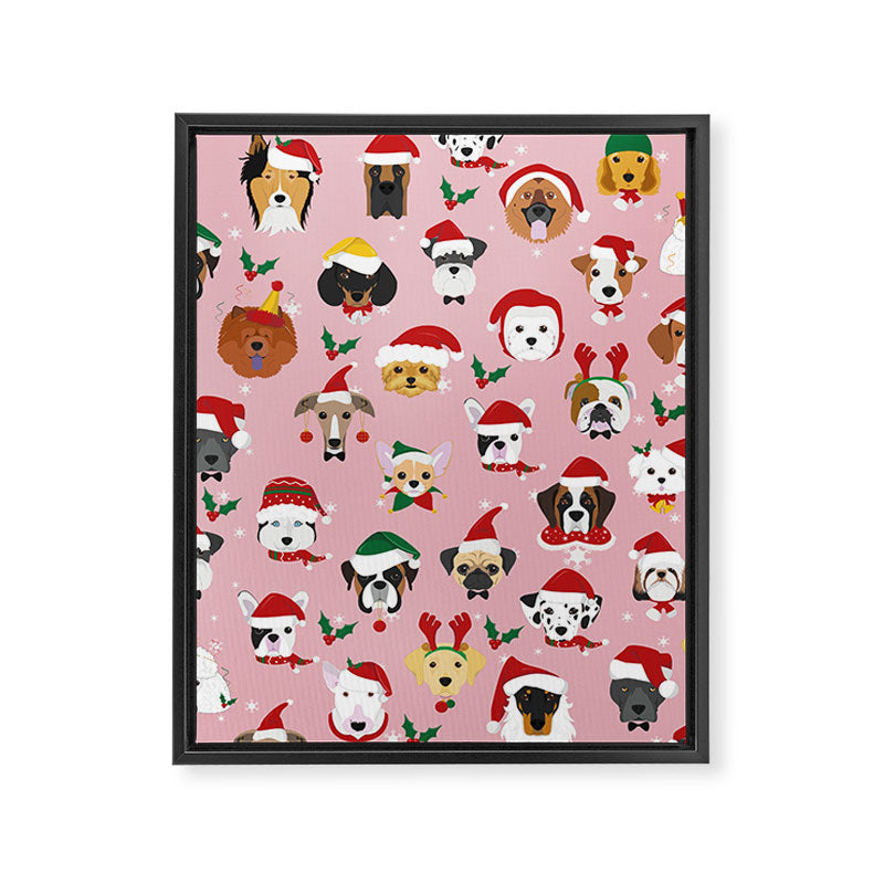 Christmas Dog Pattern Illustration Framed Canvas Print Gallery Image 8