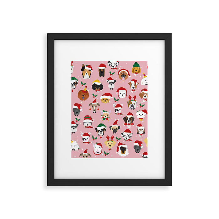 Christmas Dog Pattern Illustration Framed Art Print Gallery Image 1