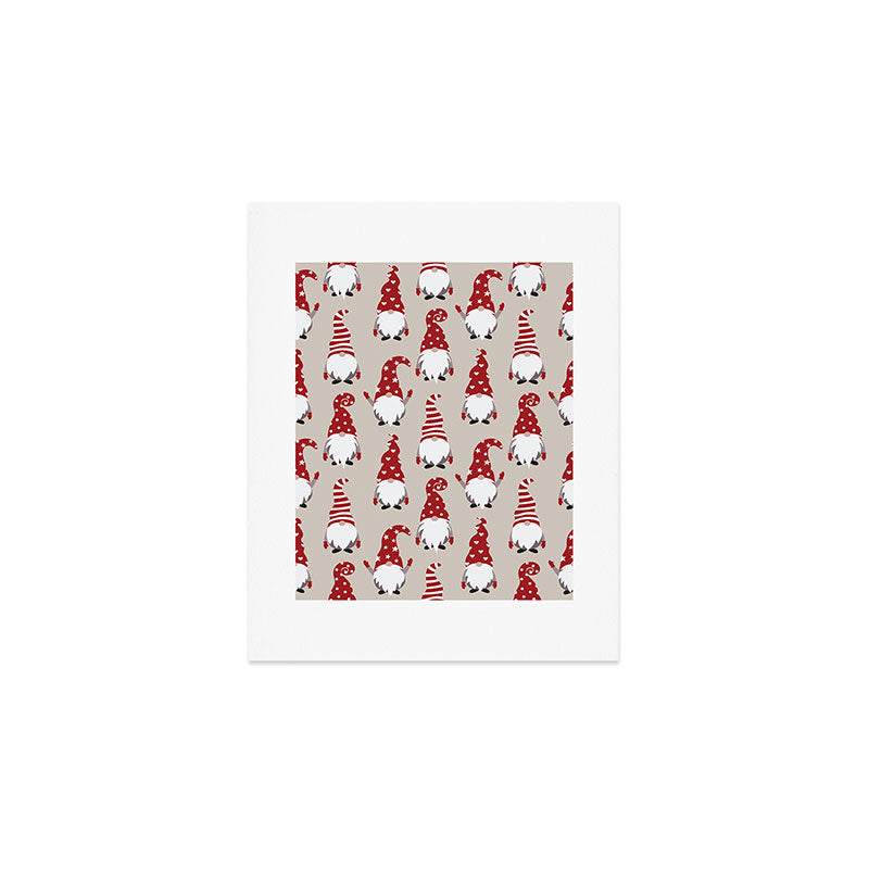 Christmas Gnomes Polka Pattern Art Print Gallery Image 1