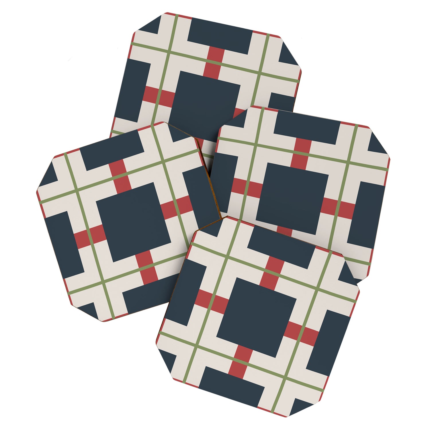 Classic Holiday Plaid Pattern Coaster Gallery Image 1