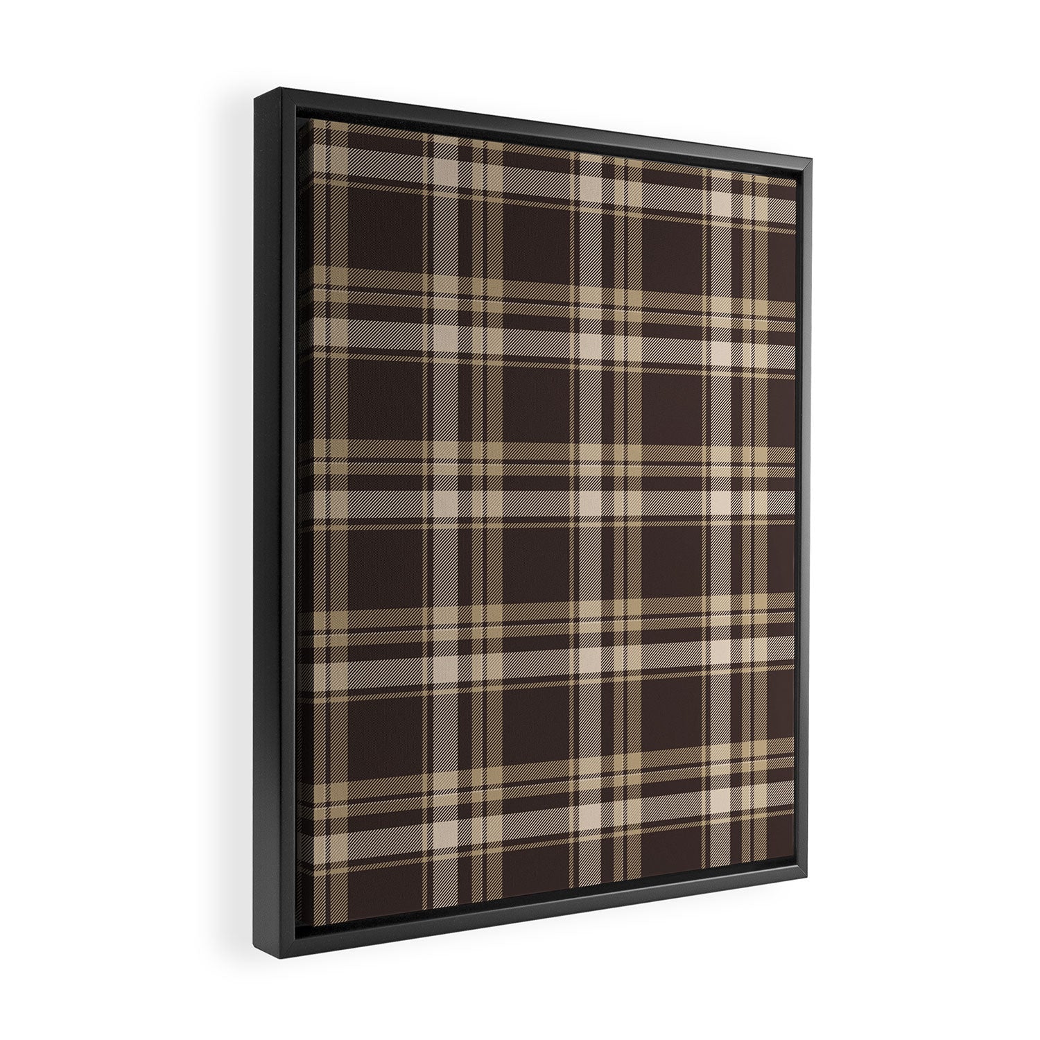 Classic Neutral Plaid Pattern Framed Canvas Print Gallery Image 2