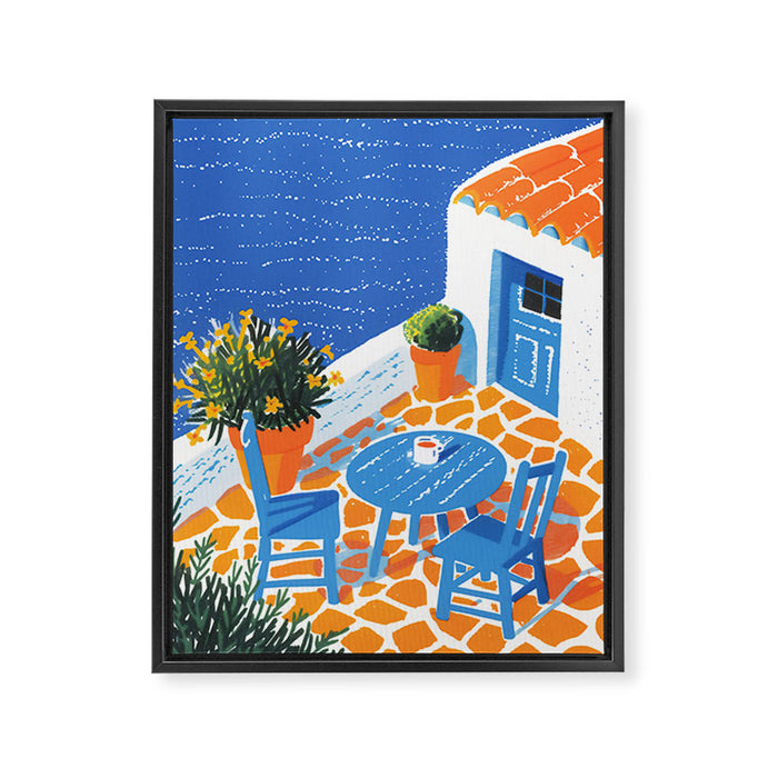 Coffee with a view Framed Canvas Print Gallery Image 1