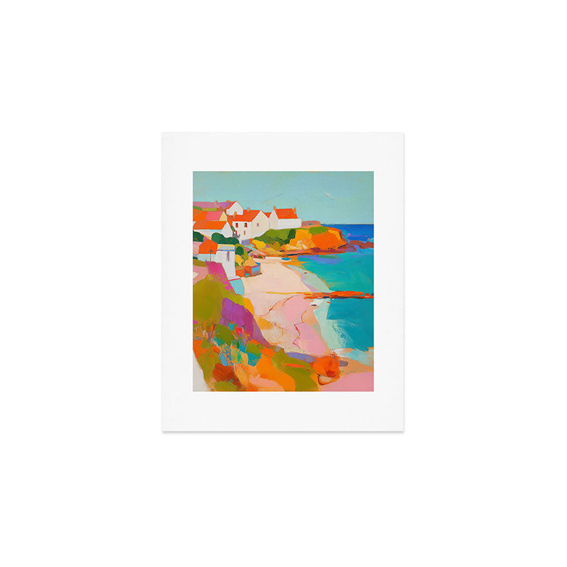 Colorful Cornwall Coast Scene Art Print Gallery Image 1