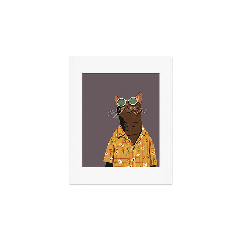 Cool Cat in Summer Shirt Art Print Gallery Image 1