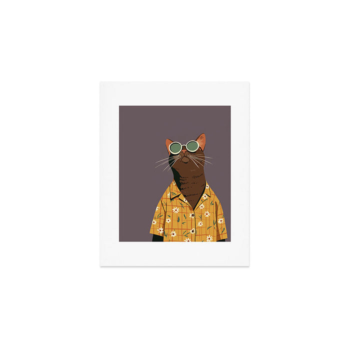 Cool Cat in Summer Shirt Art Print Gallery Image 1