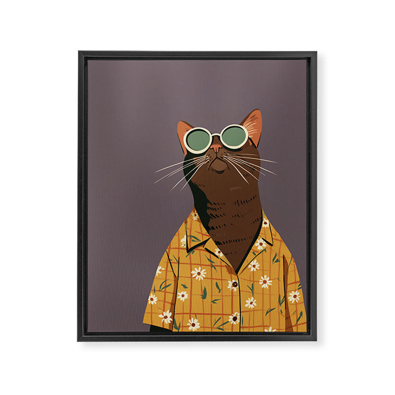 Cool Cat in Summer Shirt Framed Canvas Print Gallery Image 8