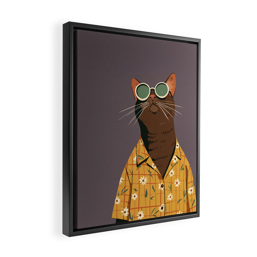 Cool Cat in Summer Shirt Framed Canvas Print Gallery Image 2