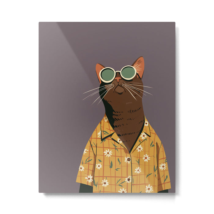 Cool Cat in Summer Shirt Metal Print Gallery Image 1