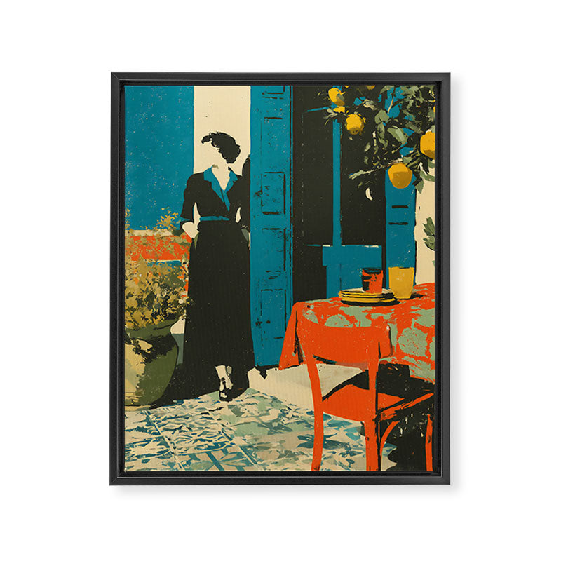 Cozy Morning on the Terrace Framed Canvas Print Gallery Image 6
