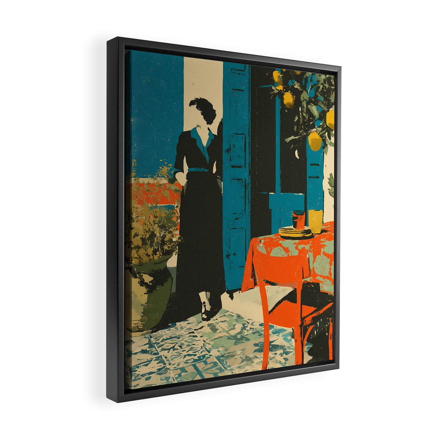 Cozy Morning on the Terrace Framed Canvas Print Gallery Image 2