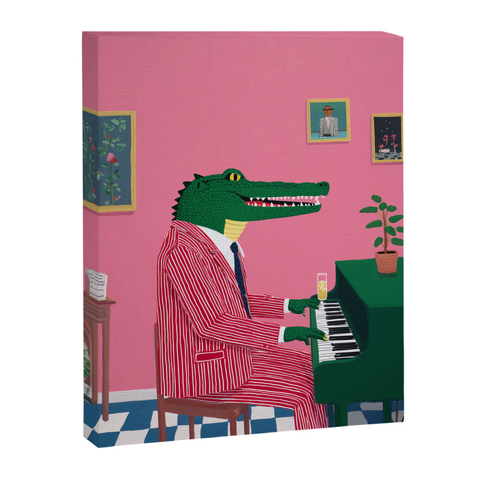 Crocodile Jazz Lounge Vibes Canvas Print Gallery Image 1