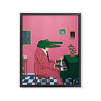 Crocodile Jazz Lounge Vibes Framed Canvas Print Gallery Image 6
