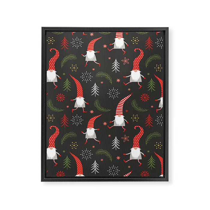 Cute Christmas Elves Framed Canvas Print Gallery Image 1