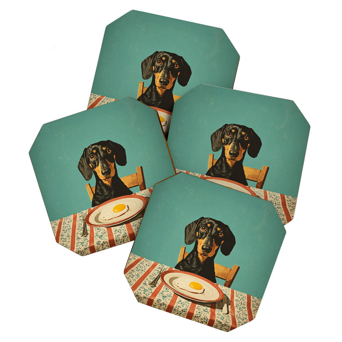 Dachshund Waiting For Breakfast Coaster Gallery Image 1