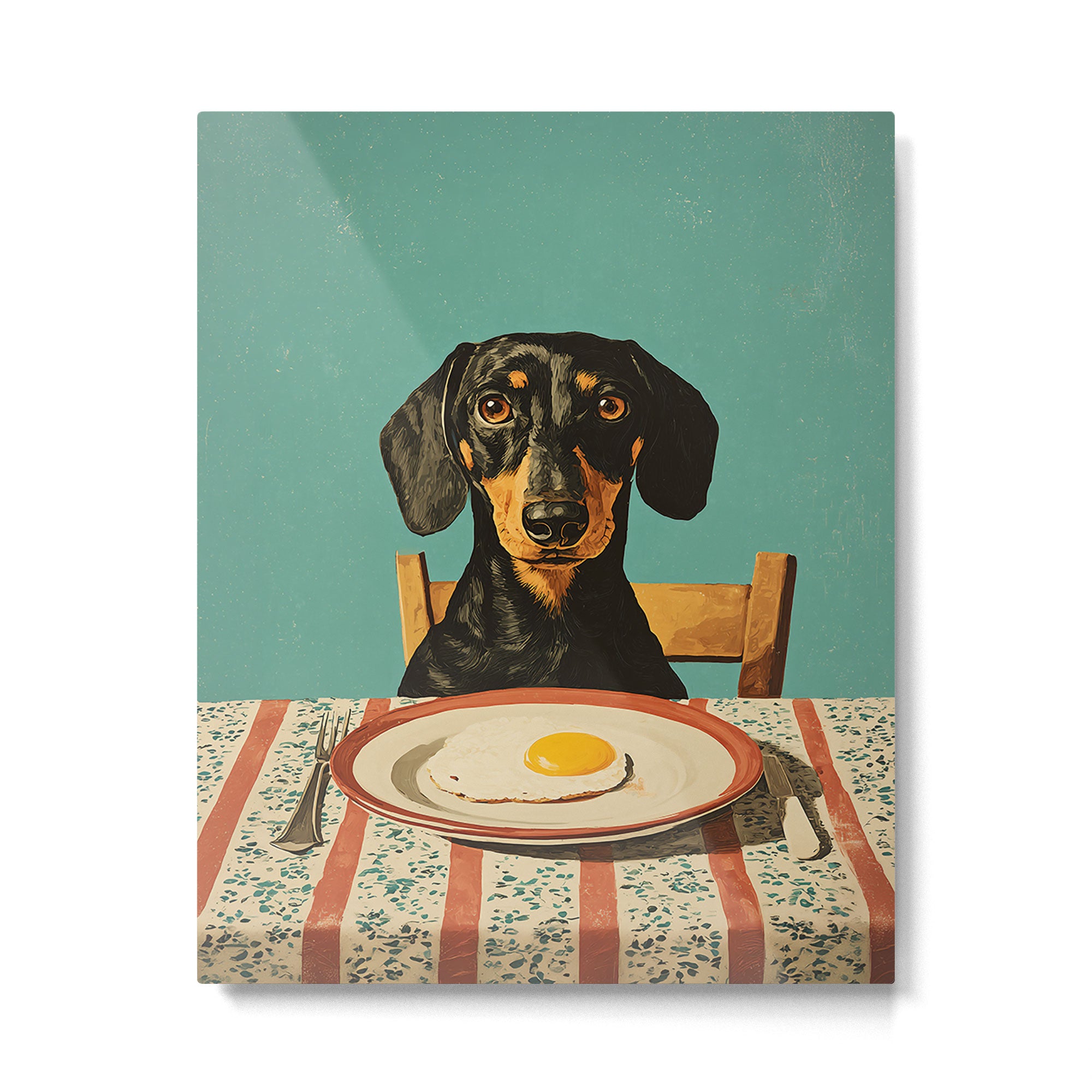 Dachshund Waiting For Breakfast Metal Print Gallery Image 4