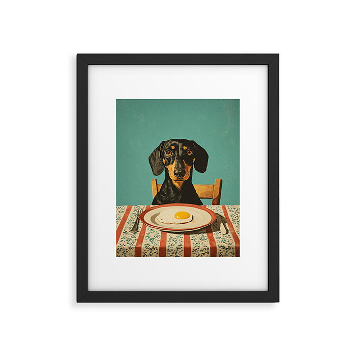 Dachshund Waiting For Breakfast Framed Art Print Gallery Image 1