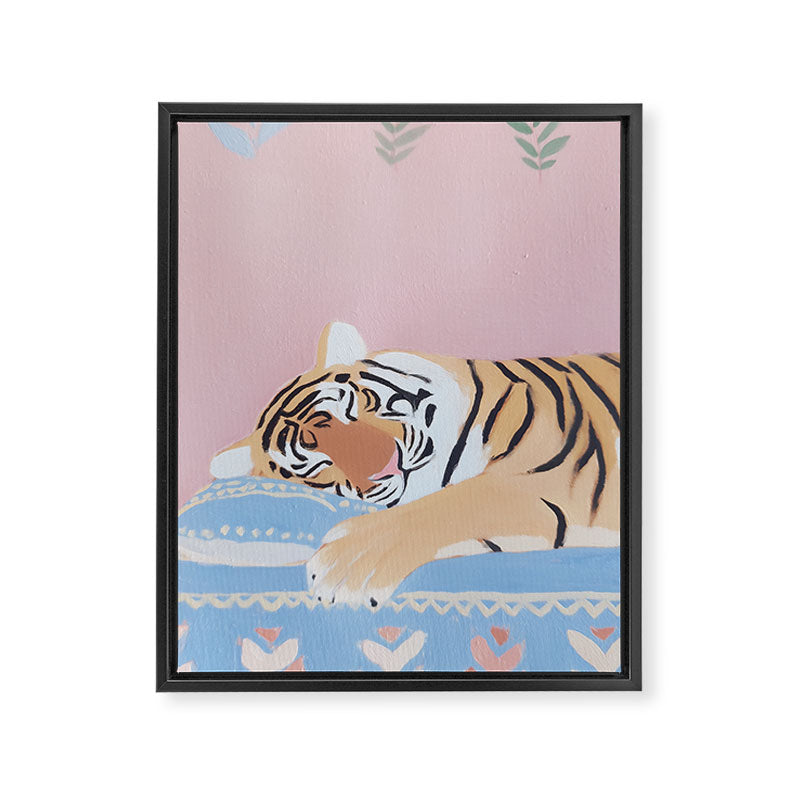 Dreaming Tiger Botanical Bliss Framed Canvas Print Gallery Image 6