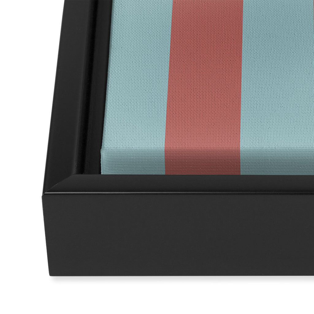 Dusty Pink Greyish Blue Stripe Framed Canvas Print Gallery Image 3
