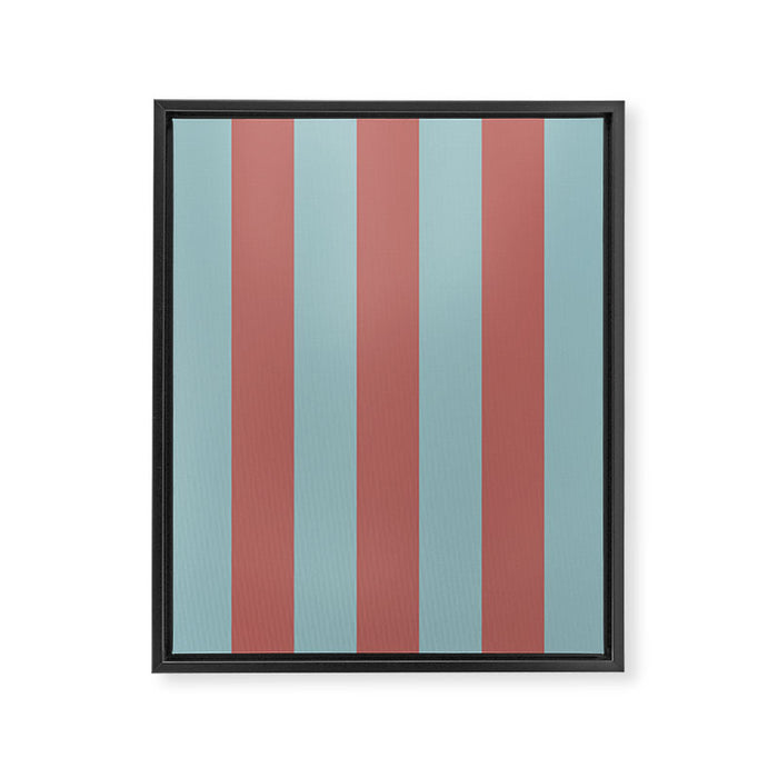 Dusty Pink Greyish Blue Stripe Framed Canvas Print Gallery Image 1