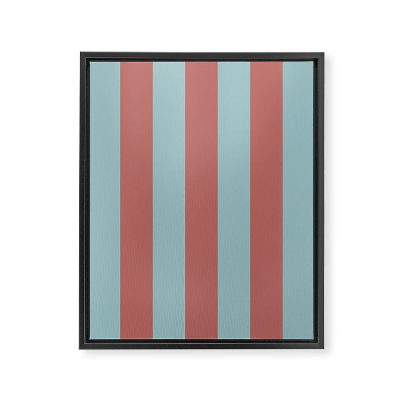 Dusty Pink Greyish Blue Stripe Framed Canvas Print Gallery Image 8