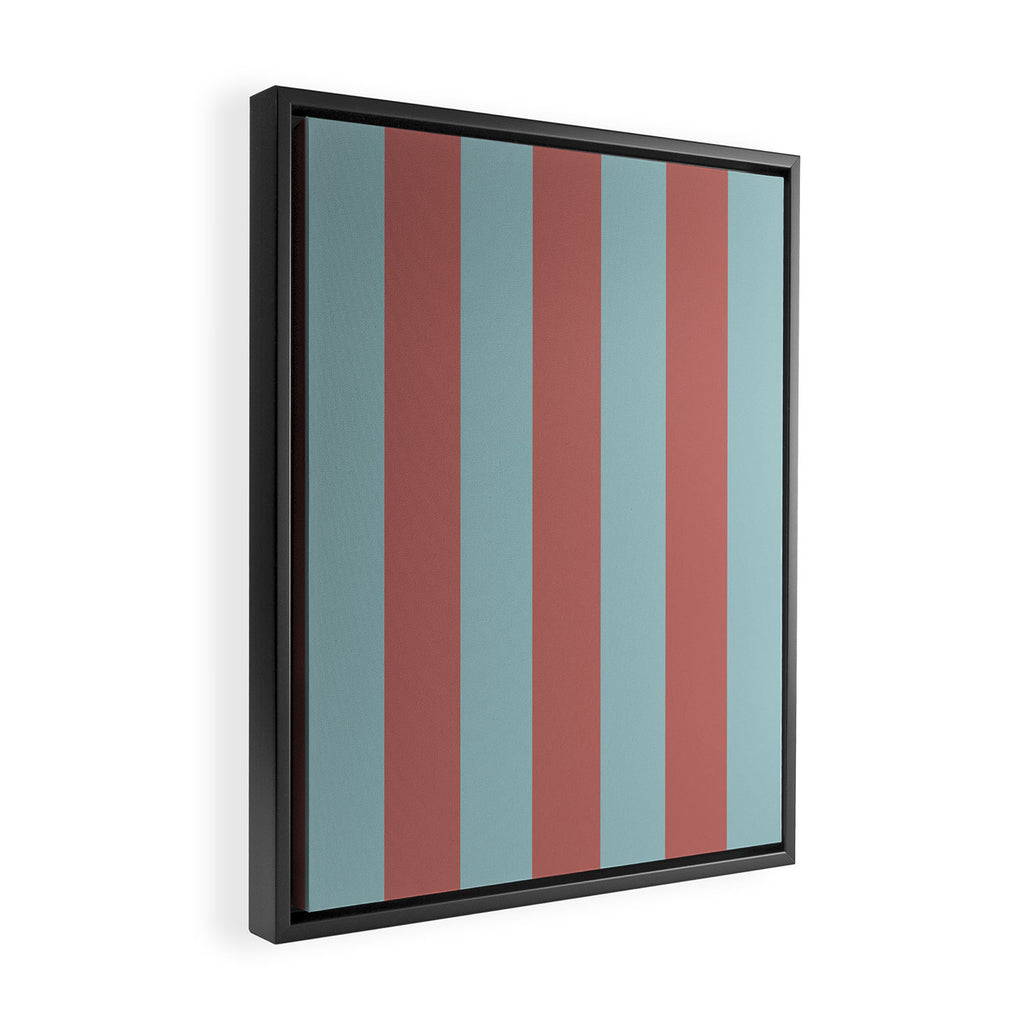Dusty Pink Greyish Blue Stripe Framed Canvas Print Gallery Image 2