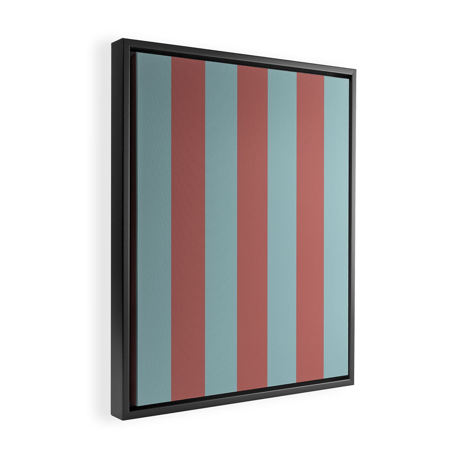 Dusty Pink Greyish Blue Stripe Framed Canvas Print Gallery Image 2