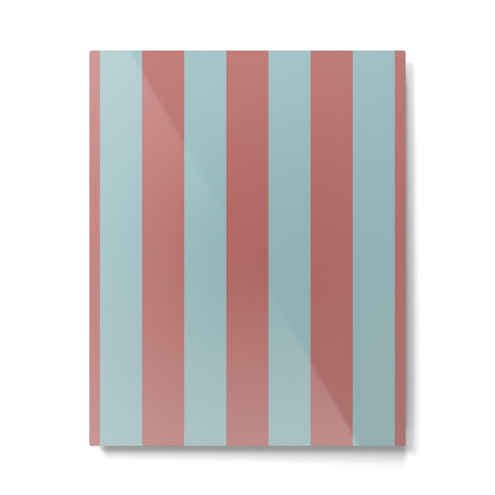 Dusty Pink Greyish Blue Stripe Metal Print Gallery Image 1