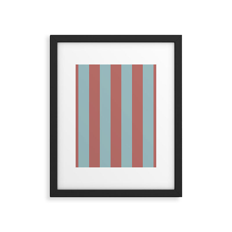 Dusty Pink Greyish Blue Stripe Framed Art Print Gallery Image 6