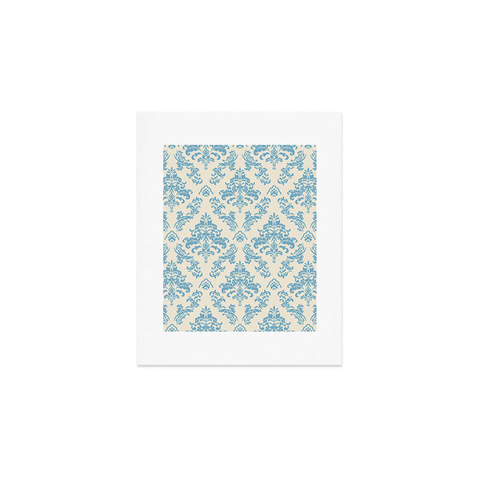 Elegant Air Blue Damask Pattern Art Print Gallery Image 1