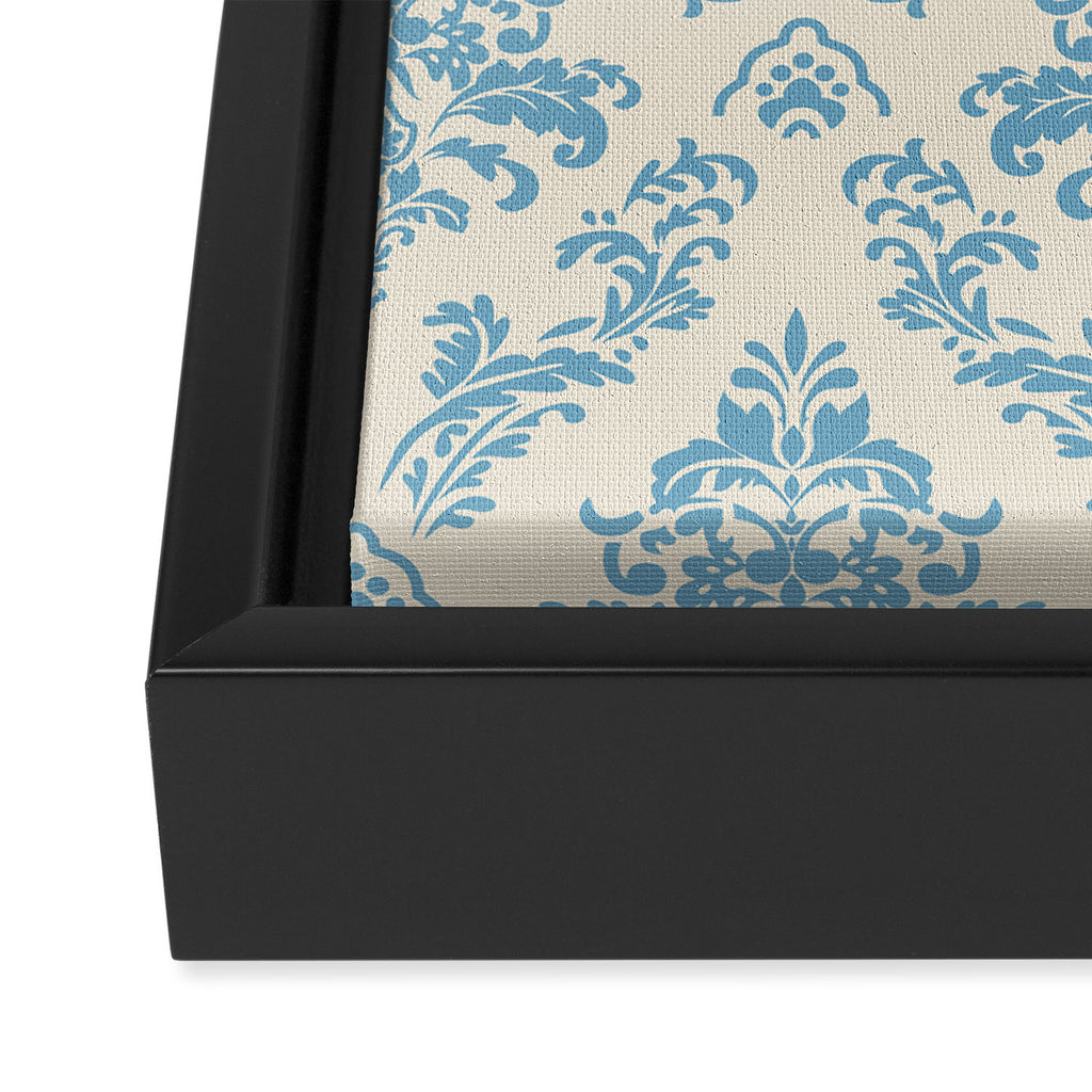Elegant Air Blue Damask Pattern Framed Canvas Print Gallery Image 3