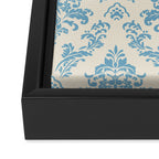 Elegant Air Blue Damask Pattern Framed Canvas Print Gallery Image 3