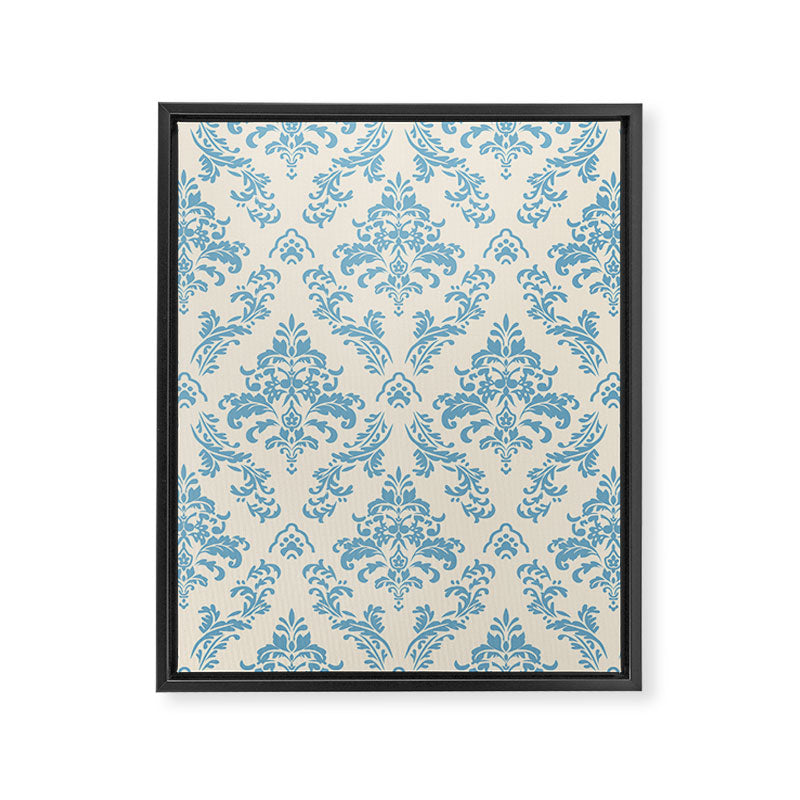 Elegant Air Blue Damask Pattern Framed Canvas Print Gallery Image 8