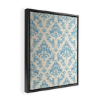 Elegant Air Blue Damask Pattern Framed Canvas Print Gallery Image 2