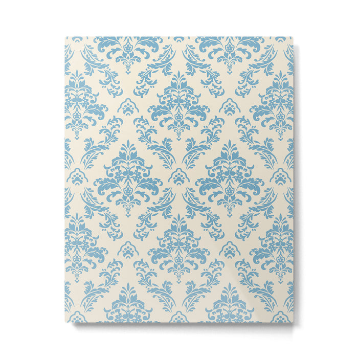 Elegant Air Blue Damask Pattern Metal Print Gallery Image 1