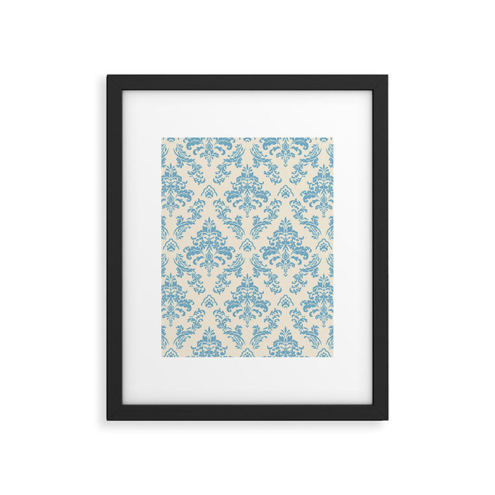 Elegant Air Blue Damask Pattern Framed Art Print Gallery Image 1