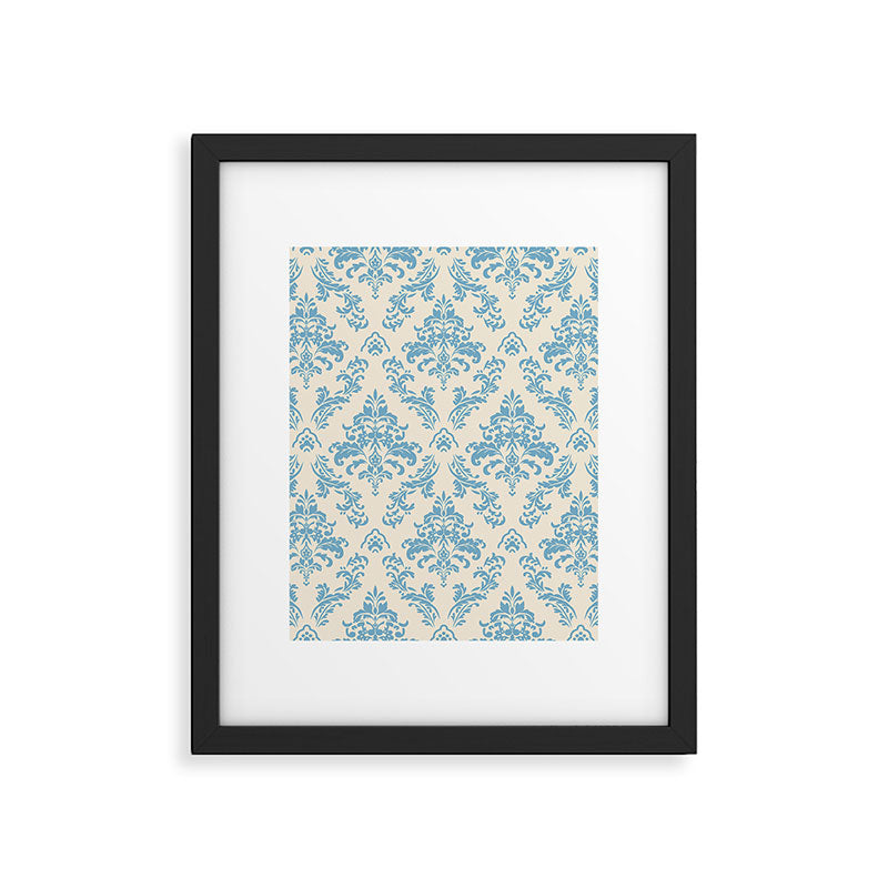 Elegant Air Blue Damask Pattern Framed Art Print Gallery Image 6