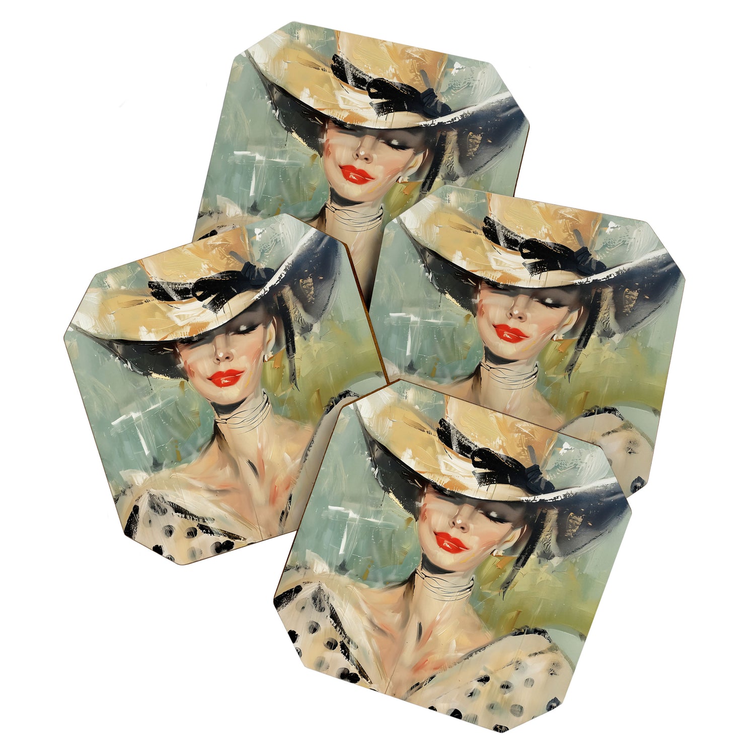 Elegant Lady in Wide Hat Coaster Gallery Image 1
