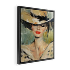 Elegant Lady in Wide Hat Framed Canvas Print Gallery Image 2