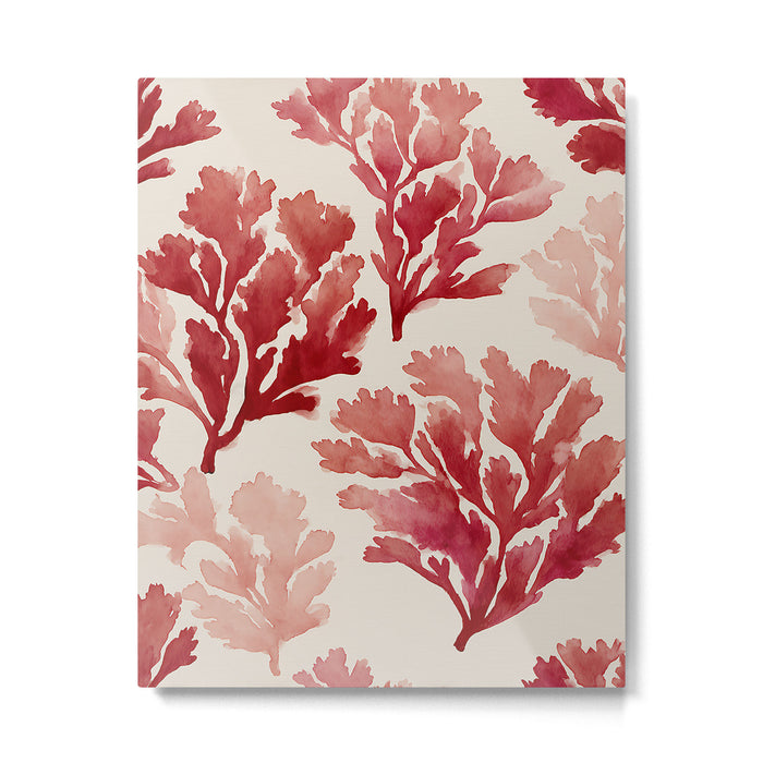 Elegant Red Coral Pattern Metal Print Gallery Image 1
