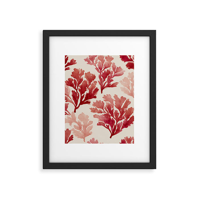 Elegant Red Coral Pattern Framed Art Print Gallery Image 1