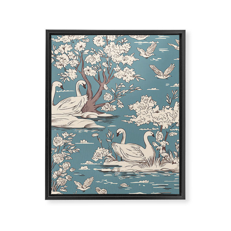 Elegant Swans in Bloom Framed Canvas Print Gallery Image 8