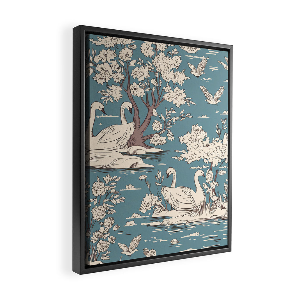 Elegant Swans in Bloom Framed Canvas Print Gallery Image 2